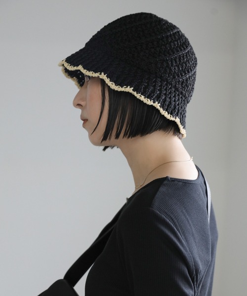 select MOCA（セレクトモカ）の「配色パイピングサマーハット（ハット・レディース・ブラック/アイボリー・FREE）」の10枚目の写真