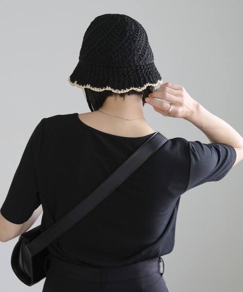 select MOCA（セレクトモカ）の「配色パイピングサマーハット（ハット・レディース・ブラック/アイボリー・FREE）」の12枚目の写真