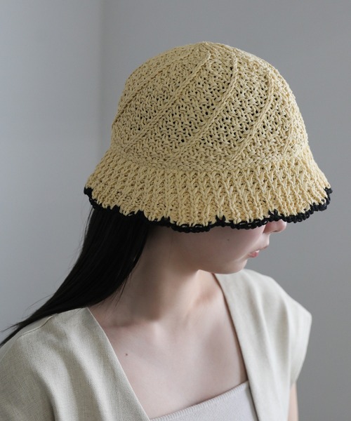 select MOCA（セレクトモカ）の「配色パイピングサマーハット（ハット・レディース・ブラック/アイボリー・FREE）」の15枚目の写真