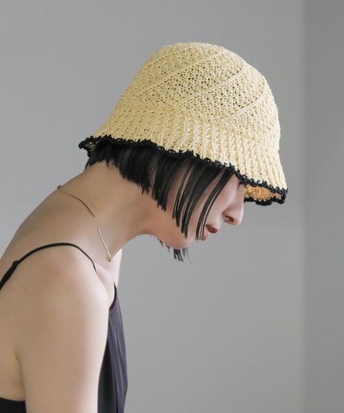 select MOCA（セレクトモカ）の「配色パイピングサマーハット（ハット・レディース・ブラック/アイボリー・FREE）」の22枚目の写真