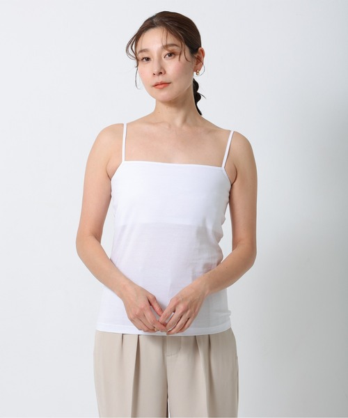 ONE'S TRUE(ワンズトゥルー)の「キャミソール(Tシャツ/カットソー・レディース・オフホワイト/チャコールグレー/ブラック・M/L)」の2枚目の写真