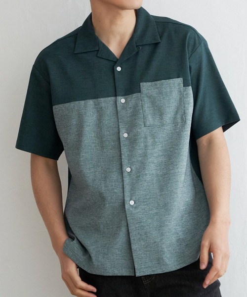 ikka(イッカ)の「バイカラーオープンカラーシャツ(シャツ/ブラウス・メンズ・ベージュ/ブラック/ブルー/グリーン・XL/L/M/S)」の3枚目の写真