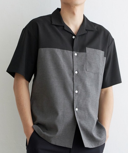 ikka(イッカ)の「バイカラーオープンカラーシャツ(シャツ/ブラウス・メンズ・ベージュ/ブラック/ブルー/グリーン・XL/L/M/S)」の2枚目の写真