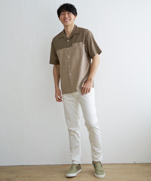 ikka(イッカ)の「バイカラーオープンカラーシャツ(シャツ/ブラウス・メンズ・ベージュ/ブラック/ブルー/グリーン・XL/L/M/S)」の7枚目の写真