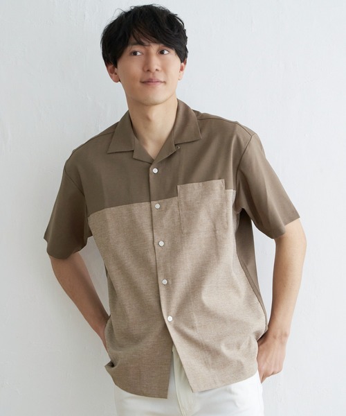ikka(イッカ)の「バイカラーオープンカラーシャツ(シャツ/ブラウス・メンズ・ベージュ/ブラック/ブルー/グリーン・XL/L/M/S)」の13枚目の写真