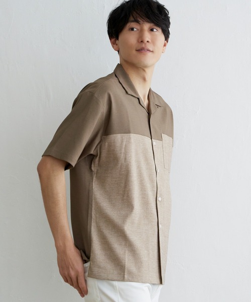 ikka(イッカ)の「バイカラーオープンカラーシャツ(シャツ/ブラウス・メンズ・ベージュ/ブラック/ブルー/グリーン・XL/L/M/S)」の15枚目の写真
