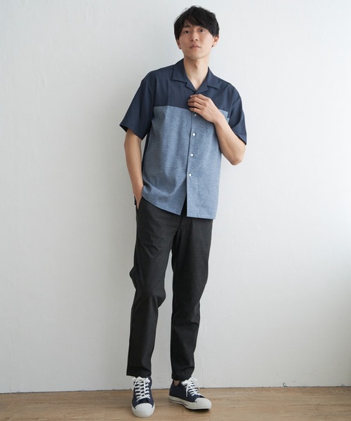 ikka(イッカ)の「バイカラーオープンカラーシャツ(シャツ/ブラウス・メンズ・ベージュ/ブラック/ブルー/グリーン・XL/L/M/S)」の12枚目の写真