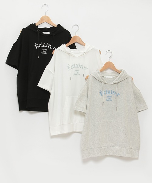 LALA♡断捨離 セール】肩開きルーズ半袖Tパーカ（パーカー）｜LOVETOXIC