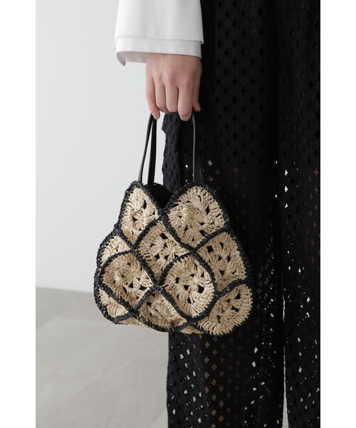 JILL STUART（ジルスチュアート）の「◆クロシェミニバッグ（かごバッグ・レディース・ホワイト/ブラック・ﾌﾘ-）」の5枚目の写真