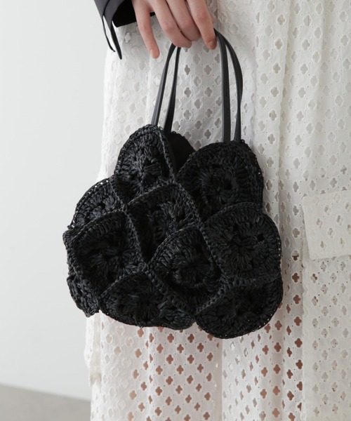 JILL STUART（ジルスチュアート）の「◆クロシェミニバッグ（かごバッグ・レディース・ホワイト/ブラック・ﾌﾘ-）」の2枚目の写真