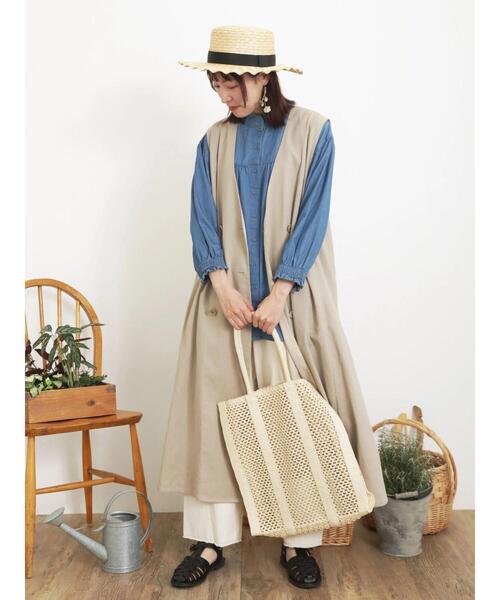 Samansa Mos2（サマンサ モスモス）の「透かしペーパートートバッグ（ハンドバッグ・レディース・ベージュ/キナリ・F）」の4枚目の写真