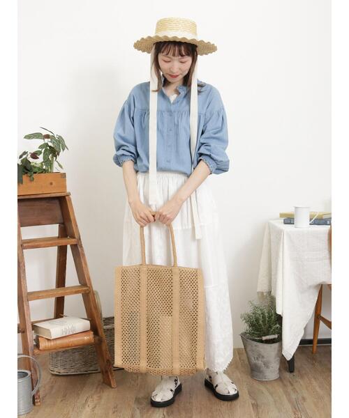 Samansa Mos2（サマンサ モスモス）の「透かしペーパートートバッグ（ハンドバッグ・レディース・ベージュ/キナリ・F）」の5枚目の写真