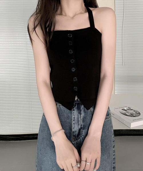 Miniministore(ミニミニストア)の「ホルターネック キャミソール ニット 夏(キャミソール・レディース・ブラック/ベージュ/ホワイト/ピンク・FREE)」の18枚目の写真