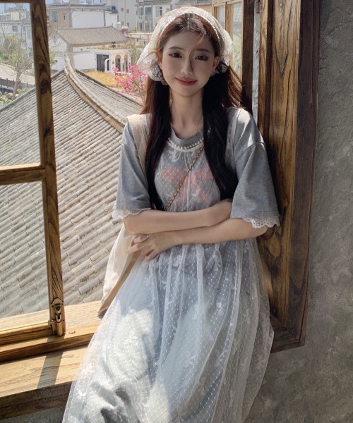 GEMEDA(ジェメダ)の「リボンチュールワンピース(ワンピース・レディース・ホワイト/ブラック・M)」の3枚目の写真