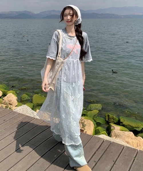 GEMEDA(ジェメダ)の「リボンチュールワンピース(ワンピース・レディース・ホワイト/ブラック・M)」の5枚目の写真