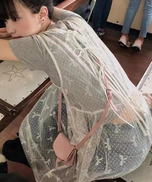 GEMEDA(ジェメダ)の「リボンチュールワンピース(ワンピース・レディース・ホワイト/ブラック・M)」の6枚目の写真