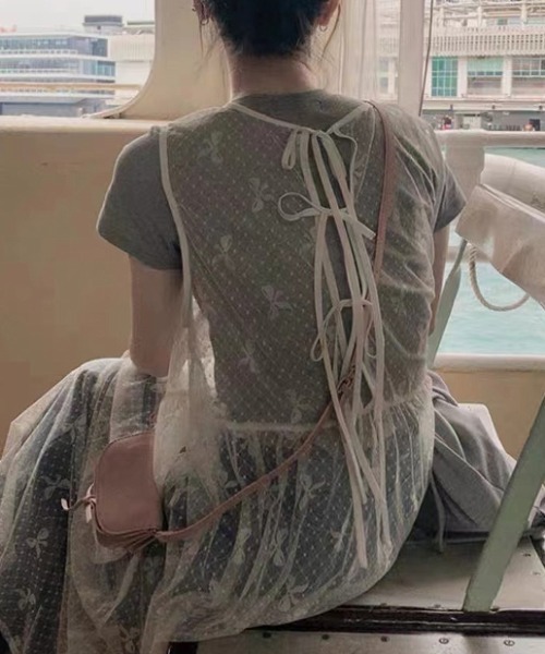 GEMEDA(ジェメダ)の「リボンチュールワンピース(ワンピース・レディース・ホワイト/ブラック・M)」の8枚目の写真