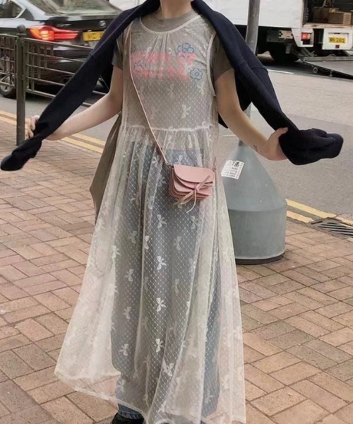 GEMEDA(ジェメダ)の「リボンチュールワンピース(ワンピース・レディース・ホワイト/ブラック・M)」の11枚目の写真