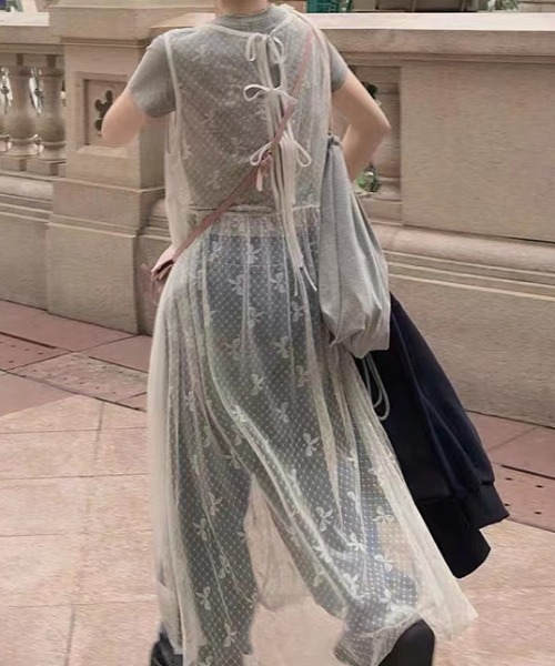 GEMEDA(ジェメダ)の「リボンチュールワンピース(ワンピース・レディース・ホワイト/ブラック・M)」の12枚目の写真