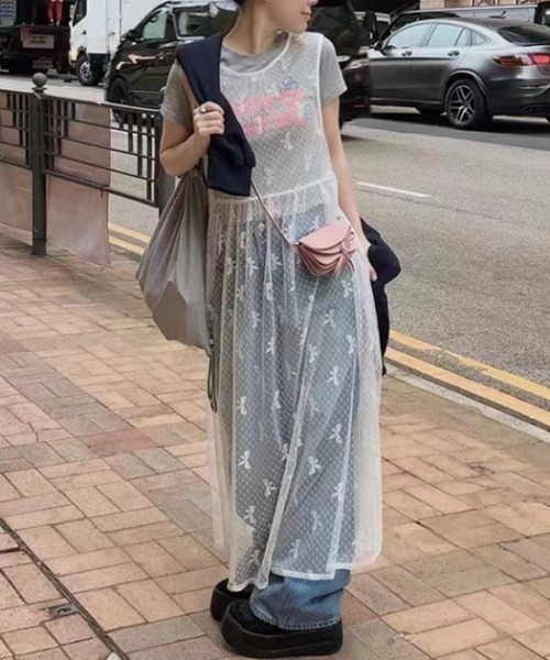 GEMEDA(ジェメダ)の「リボンチュールワンピース(ワンピース・レディース・ホワイト/ブラック・M)」の15枚目の写真