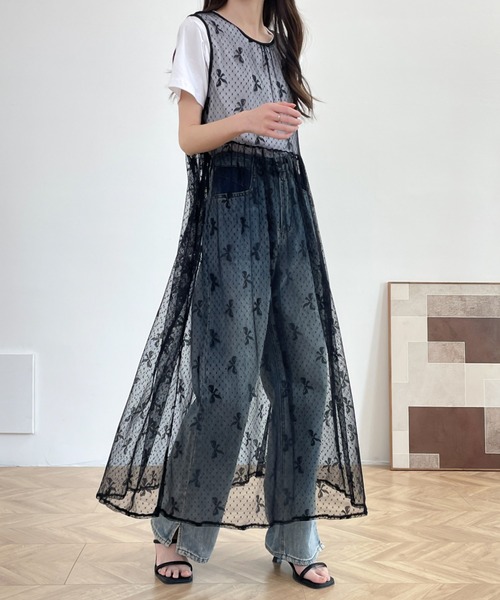 GEMEDA(ジェメダ)の「リボンチュールワンピース(ワンピース・レディース・ホワイト/ブラック・M)」の19枚目の写真