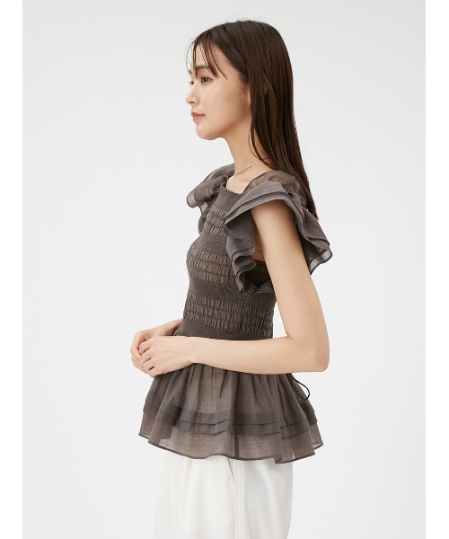 FRAY I.D（フレイアイディー）の「フリルスリーブシャーリングブラウス（シャツ/ブラウス・レディース・ホワイト/ブラック/ネイビー/ブラウン・FREE）」の20枚目の写真