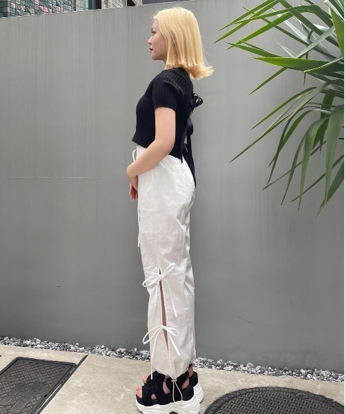 one way（ワンウェイ）の「サイドリボンカーゴパンツ（カーゴパンツ・レディース・ホワイト/ブルー/ブラック/ピンク/ベージュ・FREE）」の11枚目の写真