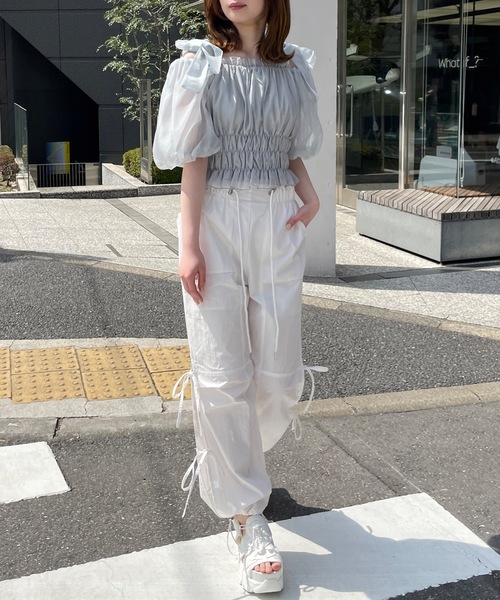 one way（ワンウェイ）の「サイドリボンカーゴパンツ（カーゴパンツ・レディース・ホワイト/ブルー/ブラック/ピンク/ベージュ・FREE）」の15枚目の写真