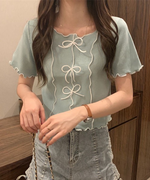 新品♡タグ付き♡袖リボンドットチュールティアードトップス♡ネイビー 袖リボンドットチュールティアードトップス【宅配便】 | Fit more