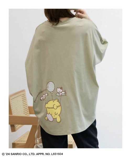 sanrio(サンリオ)の「【綿100%】Sanrio characters ドルマンバックプリントTシャツ(Tシャツ/カットソー・レディース・チャコールグレー/ライトグリーン/ブルー系その他/オートミール・フリー)」の3枚目の写真