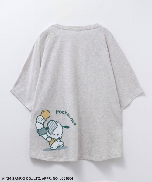 sanrio(サンリオ)の「【綿100%】Sanrio characters ドルマンバックプリントTシャツ(Tシャツ/カットソー・レディース・チャコールグレー/ライトグリーン/ブルー系その他/オートミール・フリー)」の8枚目の写真