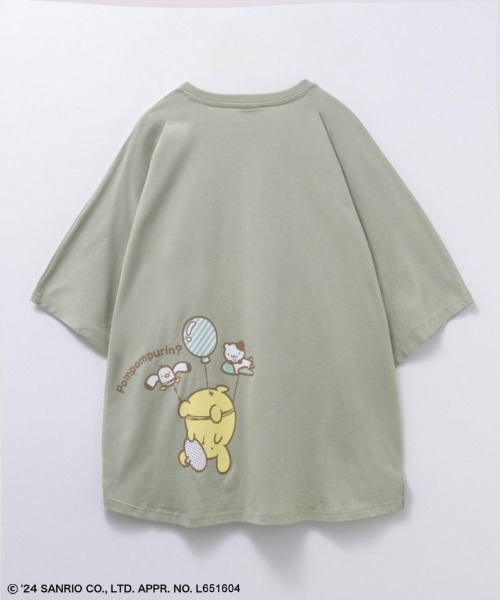 sanrio(サンリオ)の「【綿100%】Sanrio characters ドルマンバックプリントTシャツ(Tシャツ/カットソー・レディース・チャコールグレー/ライトグリーン/ブルー系その他/オートミール・フリー)」の10枚目の写真