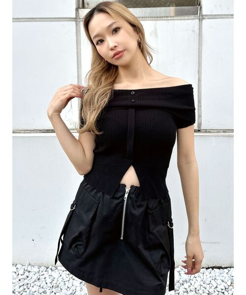 GYDA（ジェイダ）の「カーゴポケットスカートライクショートパンツ（カーゴパンツ・レディース・ブラック/アイボリー・FREE）」の15枚目の写真