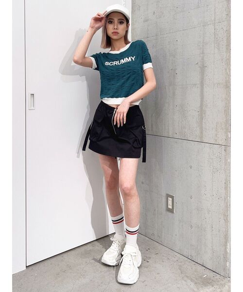 GYDA（ジェイダ）の「カーゴポケットスカートライクショートパンツ（カーゴパンツ・レディース・ブラック/アイボリー・FREE）」の21枚目の写真