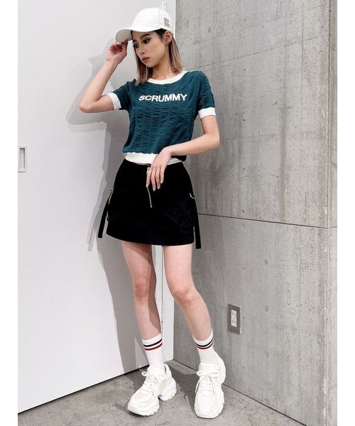 GYDA（ジェイダ）の「カーゴポケットスカートライクショートパンツ（カーゴパンツ・レディース・ブラック/アイボリー・FREE）」の22枚目の写真