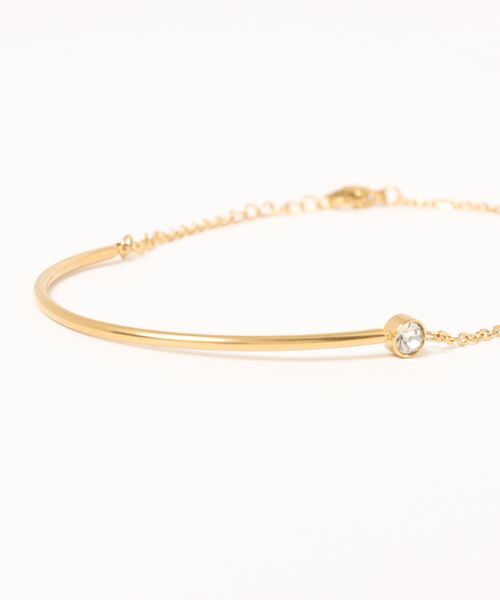PARKS TOKYO SELECT（パークストウキョウセレクト）の「金属アレルギー対応 サージカルステンレス/316L 一粒ラウンドストーン付ブレスレット（ブレスレット・レディース・ゴールド/シルバー・FREE）」の3枚目の写真
