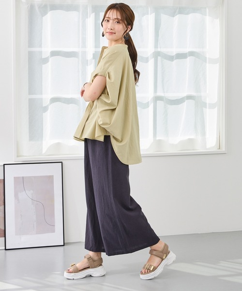 NICOLE white（ニコルホワイト）の「ショルダータック ブラウス/フレンチドレープ（シャツ/ブラウス・レディース・イエロー/ブラック/オフホワイト・FREE）」の5枚目の写真