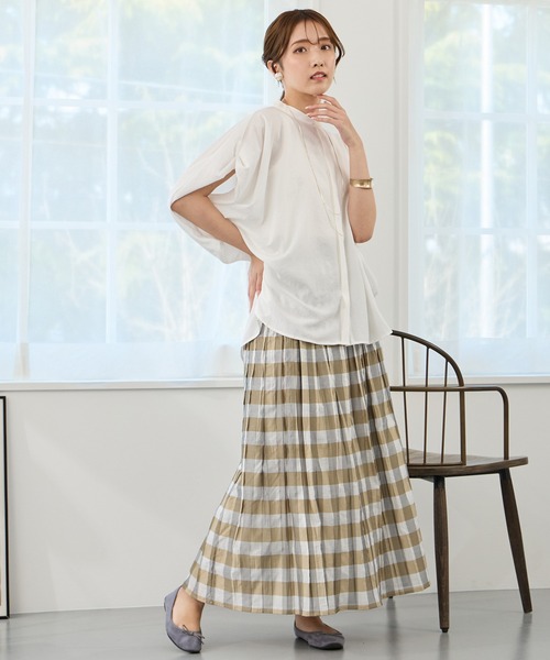 NICOLE white（ニコルホワイト）の「ショルダータック ブラウス/フレンチドレープ（シャツ/ブラウス・レディース・イエロー/ブラック/オフホワイト・FREE）」の8枚目の写真