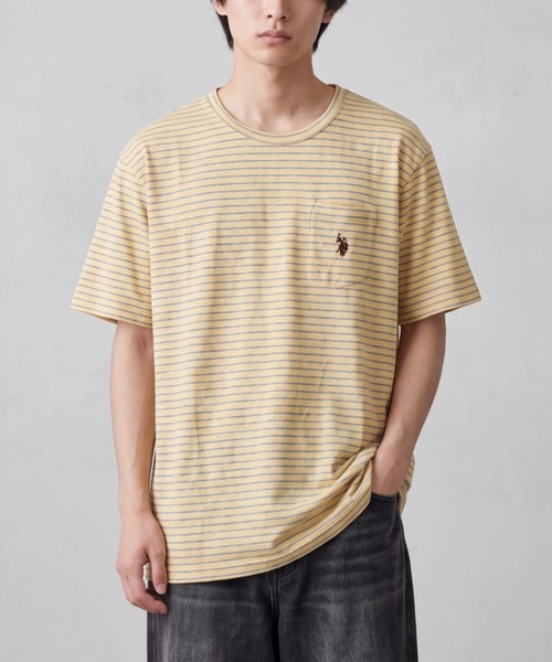 U.S. POLO ASSN.(ユーエスポロアッスン)の「【T23】【U.S. POLO ASSN/ユーエスポロアッスン】YD END ON END STRIPE SLUB TEE / ストライプ スラブ Tシャツ(Tシャツ/カットソー・メンズ・ブルー系その他/イエロー系その他/ブルー系その他2・SMALL/MEDIUM/LARGE/X-LARGE)」の3枚目の写真