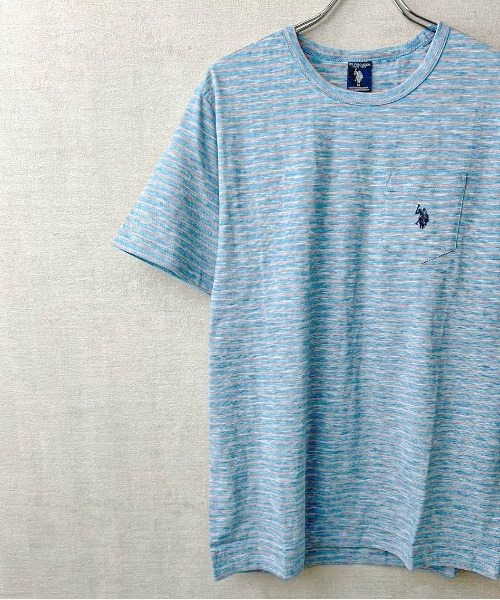 U.S. POLO ASSN.(ユーエスポロアッスン)の「【T23】【U.S. POLO ASSN/ユーエスポロアッスン】YD END ON END STRIPE SLUB TEE / ストライプ スラブ Tシャツ(Tシャツ/カットソー・メンズ・ブルー系その他/イエロー系その他/ブルー系その他2・SMALL/MEDIUM/LARGE/X-LARGE)」の5枚目の写真