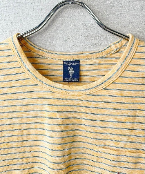 U.S. POLO ASSN.(ユーエスポロアッスン)の「【T23】【U.S. POLO ASSN/ユーエスポロアッスン】YD END ON END STRIPE SLUB TEE / ストライプ スラブ Tシャツ(Tシャツ/カットソー・メンズ・ブルー系その他/イエロー系その他/ブルー系その他2・SMALL/MEDIUM/LARGE/X-LARGE)」の4枚目の写真