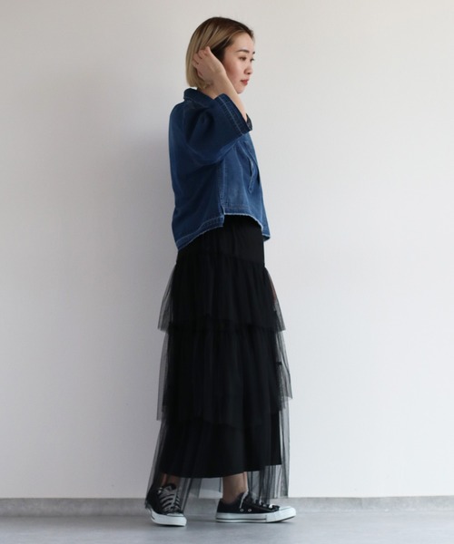 cepo(セポ)の「チュールティアードスカート(スカート・レディース・オフホワイト/ブラック・M)」の17枚目の写真
