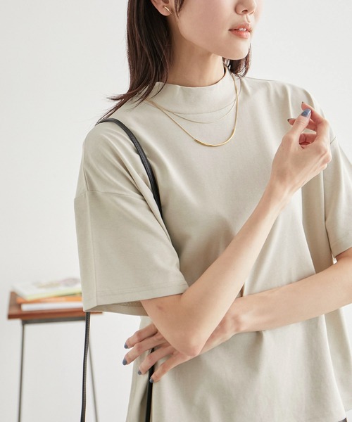 ROPE' PICNIC（ロペピクニック）の「冷感・汗染み防止/アソートロゴモックネックTシャツ（Tシャツ/カットソー・レディース・ホワイト系その他5/ブラック/グレー系その他/オフホワイト・38）」の4枚目の写真