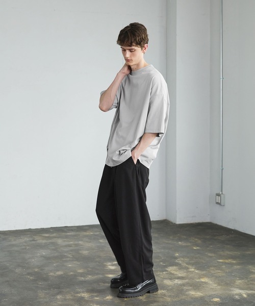 CTHY（シティ）の「ルーズシルエット梨地/サマーツイードドレープバギースラックス（スラックス・メンズ・グレー/ブラック/ブラック系・XL/L/M/S）」の7枚目の写真