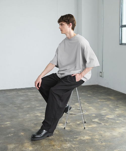 CTHY（シティ）の「ルーズシルエット梨地/サマーツイードドレープバギースラックス（スラックス・メンズ・グレー/ブラック/ブラック系・XL/L/M/S）」の9枚目の写真