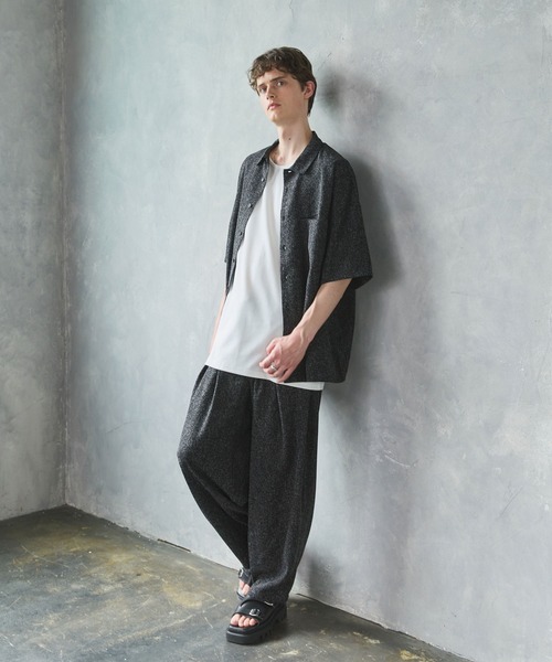 CTHY（シティ）の「ルーズシルエット梨地/サマーツイードドレープバギースラックス（スラックス・メンズ・グレー/ブラック/ブラック系・XL/L/M/S）」の17枚目の写真