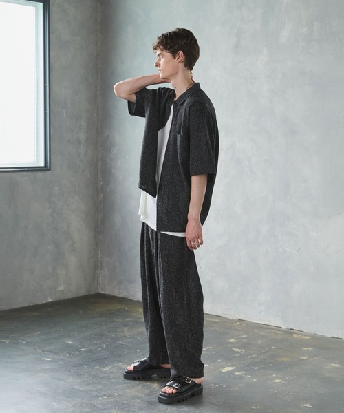 CTHY（シティ）の「ルーズシルエット梨地/サマーツイードドレープバギースラックス（スラックス・メンズ・グレー/ブラック/ブラック系・XL/L/M/S）」の18枚目の写真