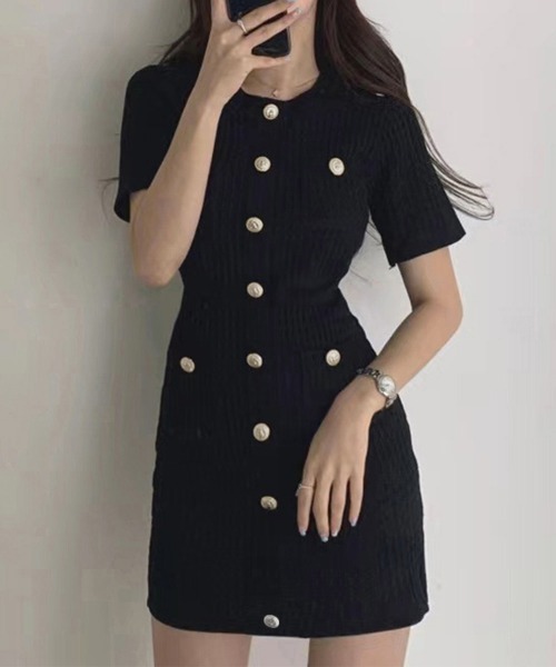 Miniministore(ミニミニストア)の「ミニニットワンピース タイトワンピース夏(ワンピース・レディース・ベージュ/ブラック・FREE)」の7枚目の写真