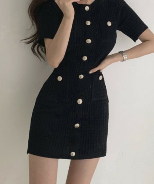 Miniministore(ミニミニストア)の「ミニニットワンピース タイトワンピース夏(ワンピース・レディース・ベージュ/ブラック・FREE)」の8枚目の写真