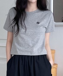 muahmuah([A[A)A'GEM/9 × .komwmuah muah/[A[AxSTITCH LOGO CROP HALF T-SHIRT / Xeb`SNbvn[tTVc(TVc/Jbg\[)